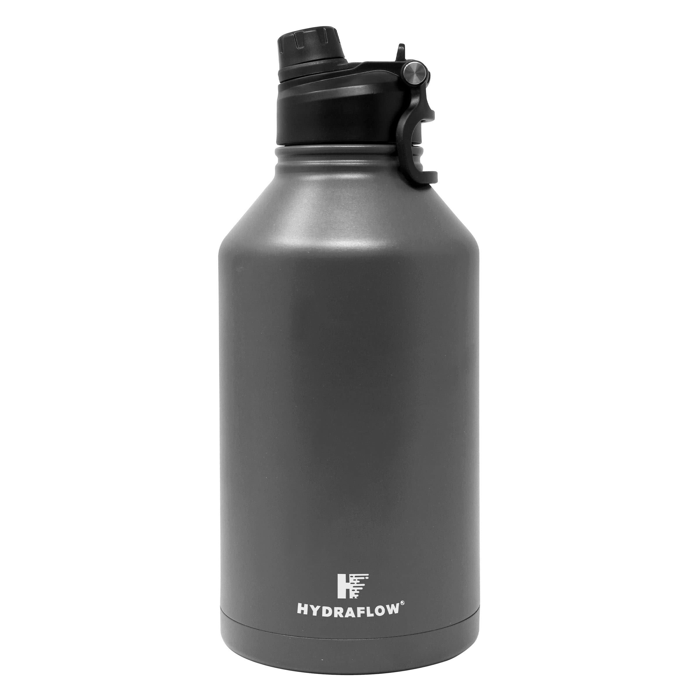 Photo 1 of ******MISSING LID*****Hydraflow Crusader - Triple Wall Vacuum Insulated Water Bottle with Dual Lid (64oz, Powder Graphite) Stainless Steel Metal Thermos, Reusable Leak Proof BPA-FREE for Sports and Travel