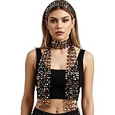 HinyBoeh Women's Sparkle-Sequin-Fishnet-Scarf - Gothic-Skinny-Necktie Fashion-Headband for Party Accessories(3.9 * 59inch)