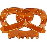 Frinnovan, Bread Hair Claw Clips Funny Food Pretzel Shaped Jaw Clip Cute Small Croissant Claws Barrettes for Women 3 Styles Brown (Large, 1 Pack)