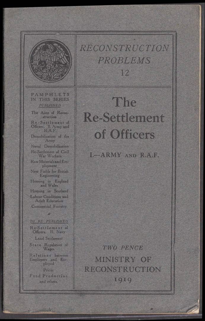 Ministry Of Reconstruction Re Settlement Of Officers Army Raf