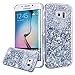 Galaxy S6 Case, Galaxy S6 Bling Glitter Case,PHEZEN 3D Creative Design Shiny Quicksand Flowing Bling Glitter Sparkle Heart Clear Hard Case for Samsung Galaxy S6 - Silver Diamond