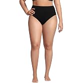 Lands' End Women's Ribbed Smoothing High Waisted Bikini Bottoms