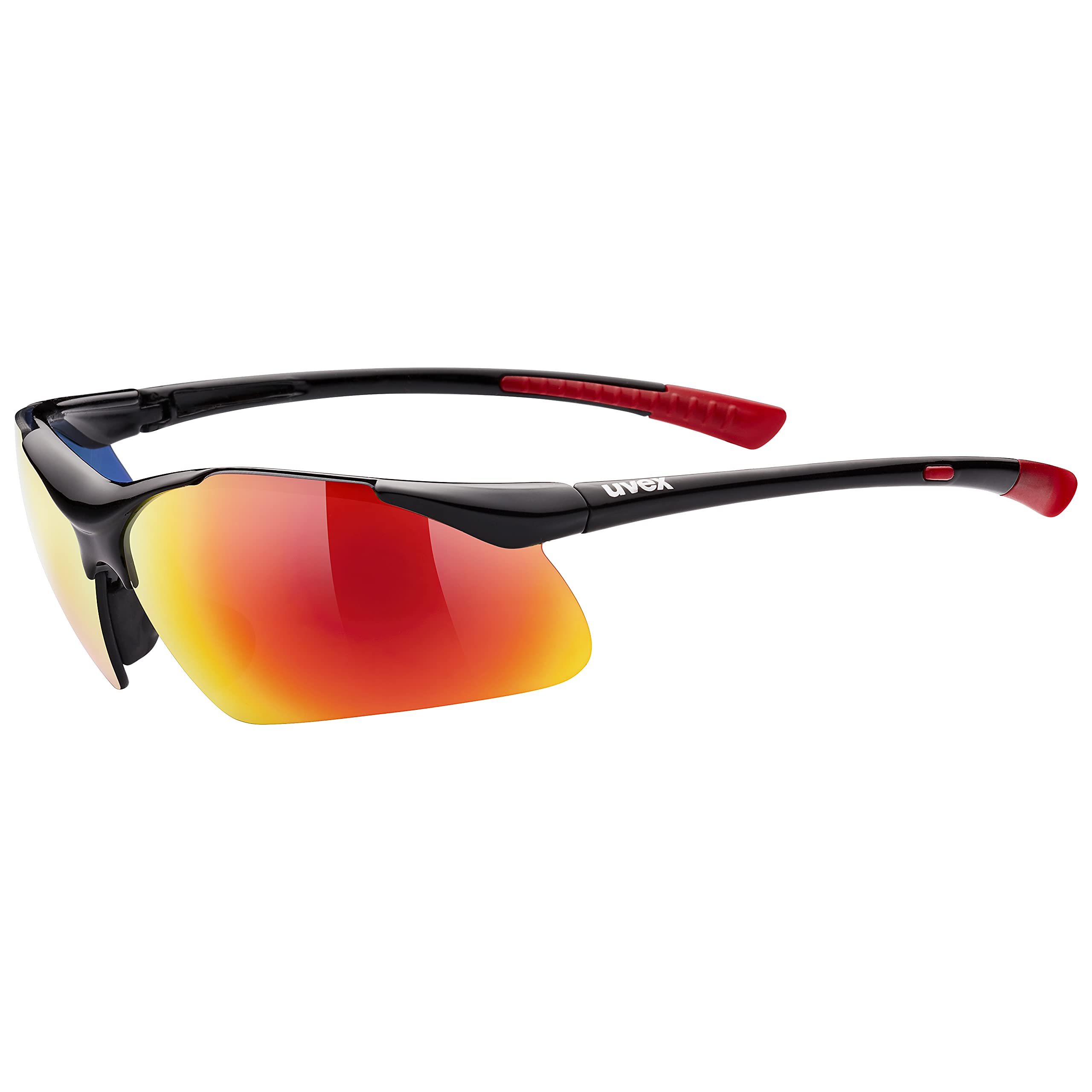 uvex Sportstyle 223 - Sports Sunglasses for Men and Women - Mirrored Lenses - Comfortable & Non-Slip - Black/Red - One Size
