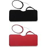 COVESATO Mini Armless Reading Glasses for Men Women Slim Thin Clip on Nose Readers with Small Portable Case