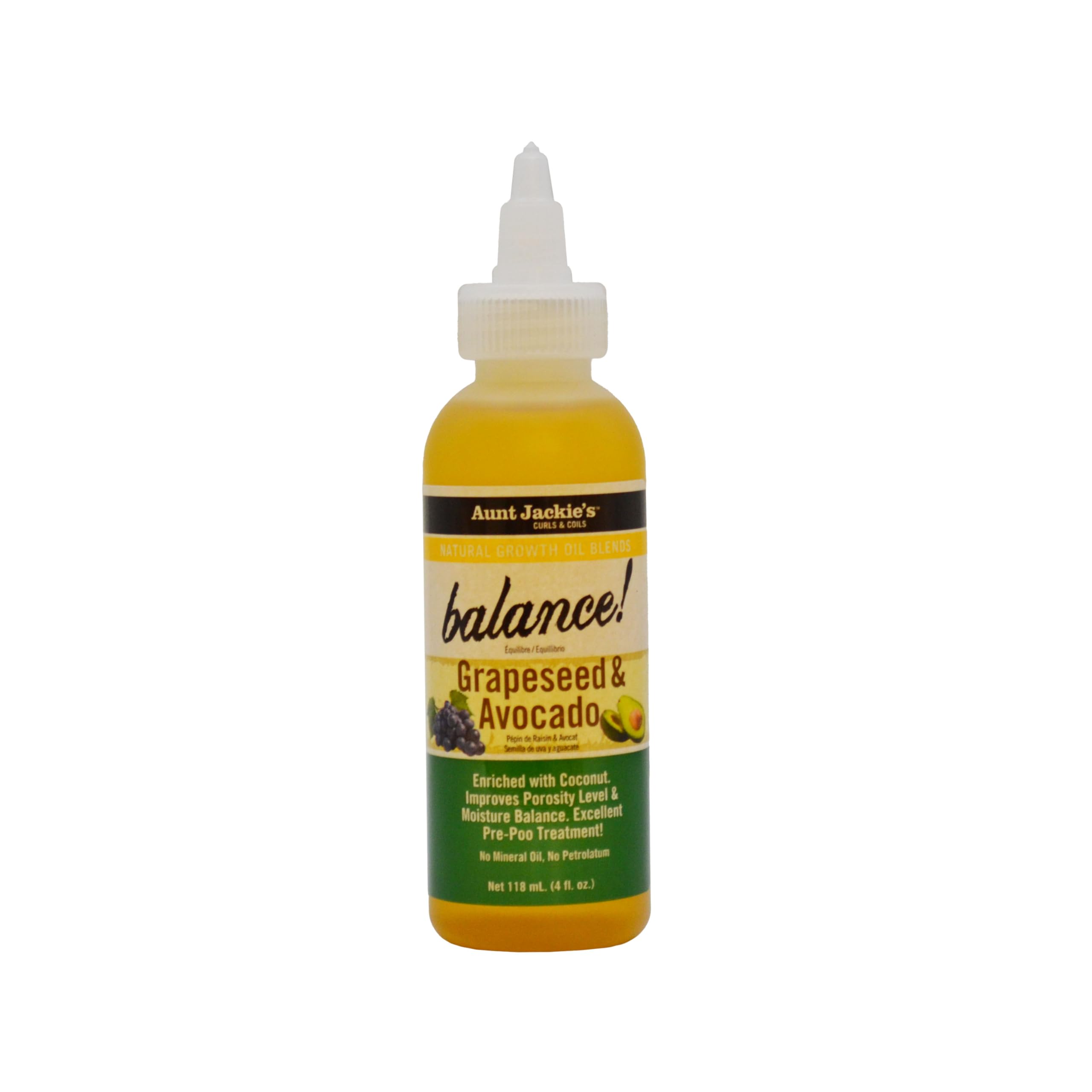 Aunt Jackies | Balance Grapeseed & Avocado Oil 4oz, (Pack of 1)