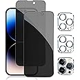 Pehael [2+2Pack] Privacy Screen Protector for iPhone 14 Pro with Camera Lens Protector Full Coverage Anti-Spy Tempered Glass Film 9H Hardness Upgrade Edge Protection Easy Installation Bubble Free [6.1 inch]