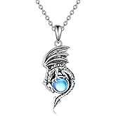 CRMAD Dragon Urn Necklace Sterling Silver Cremation Moonstone Jewelry for Ashes Womenr Men