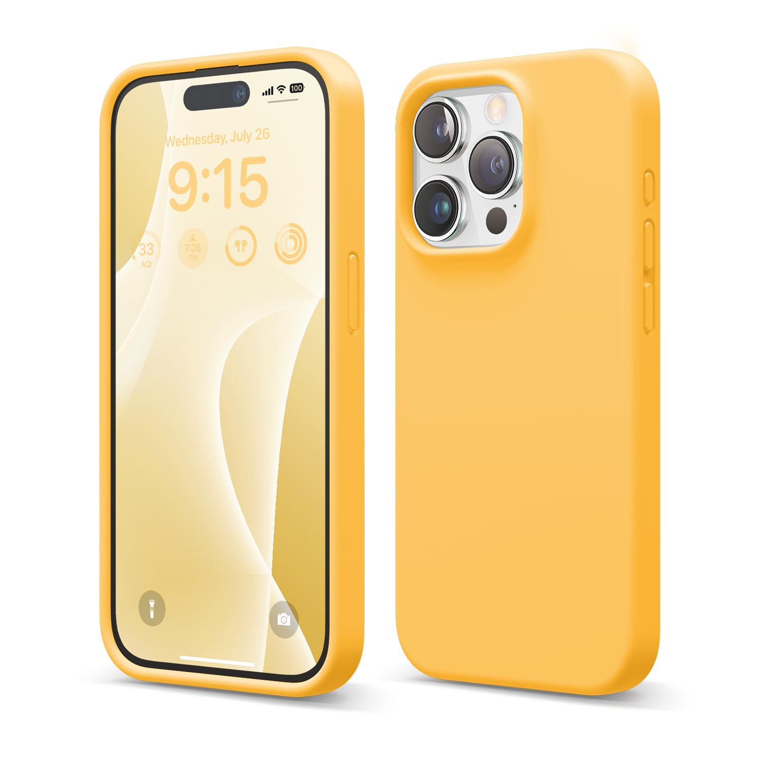elago Compatible with iPhone 15 Pro Case, Liquid Silicone Case, Full Body Protective Cover, Shockproof, Slim Phone Case, Anti-Scratch Soft Microfiber Lining, 6.1 inch (Sunshine)