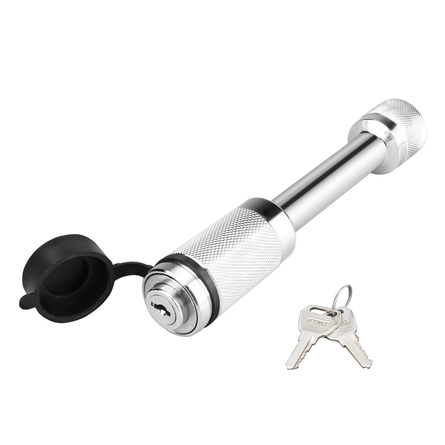 VETOMILE 5/8\'\' Locking Hitch Pin with Keys, Zinc Alloy, Steel and Rubber Cap for Weather Guard Protection