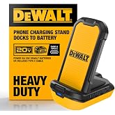 DEWALT Wireless Charger Stand &ndash; Compatible with DEWALT 20V MAX Batteries | Magnetic Wireless Charging Stand, USB-C Powered Charging Dock, Portrait &amp; Landscape Phone Stand (Battery Sold Separately)