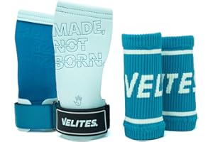Velites I Quad Pro Handgrips I Professional Cross Training Gloves or Gymnastics I All Surface I Use with Magnesium I Includes Free Bands