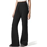 G4Free Flared Sweatpants for Women Fleece Lined Thermal Casual Pants High Waist Winter Warm Trousers Work with Pockets(Black,L,32'')