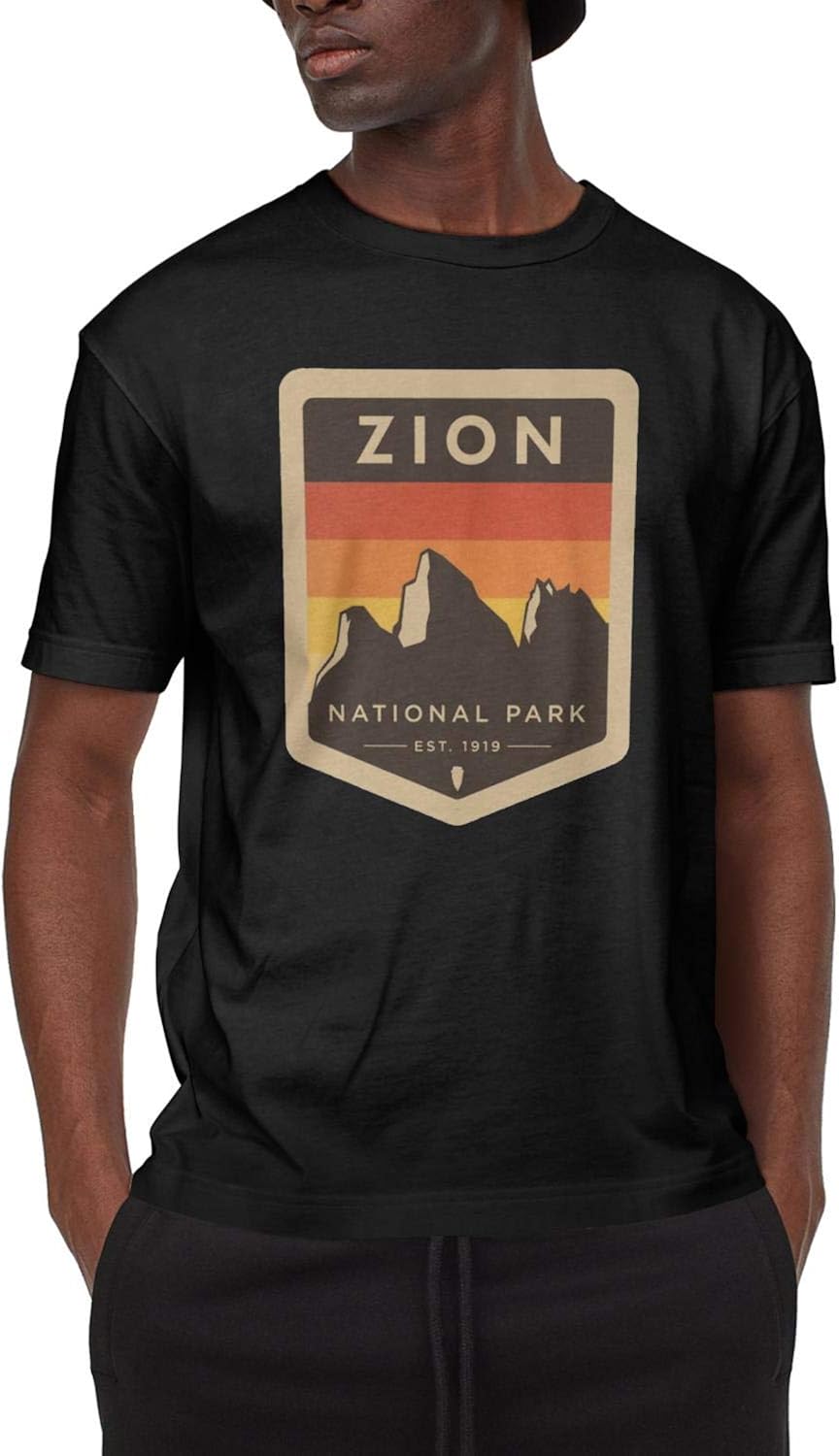 Zion National Park T Shirts for Men Classic Tops Clothing
