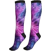 Mshutbna Compression Socks Knee High Circulation Support Socks For Women Men Athletic Running Work Hiking Cycling Travel