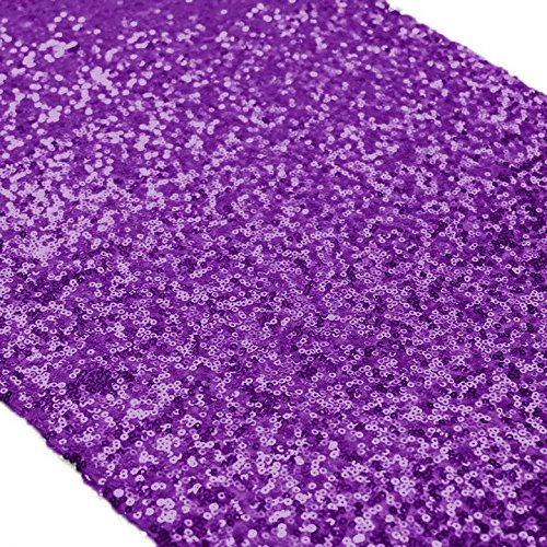 ShinyBeauty 12" x 108" Sequined Table Runner - Purple