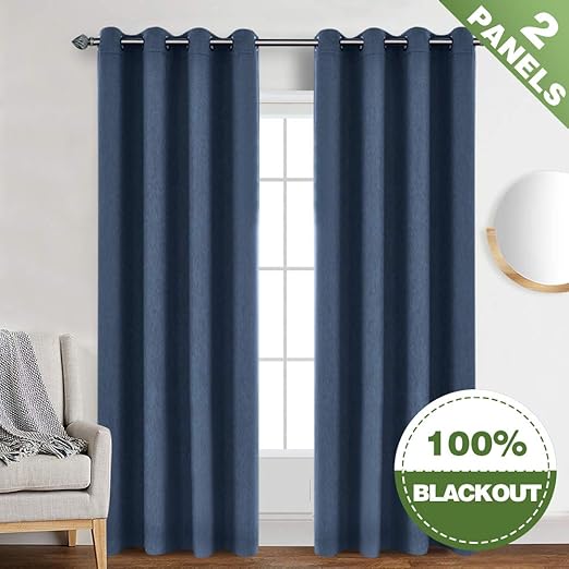 Amazon Com Fmfunctex Blue 100 Full Blackout Curtains Bedroom 84