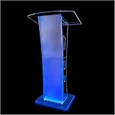 Acrylic Podium Stand with lights, 43&rdquo;Transparent Pulpits for Churches with Large Reading Platform, Clear Presentation Podiums for Churches, Classroom, Conference (15 Colors Adjustable&amp; Remote Control)