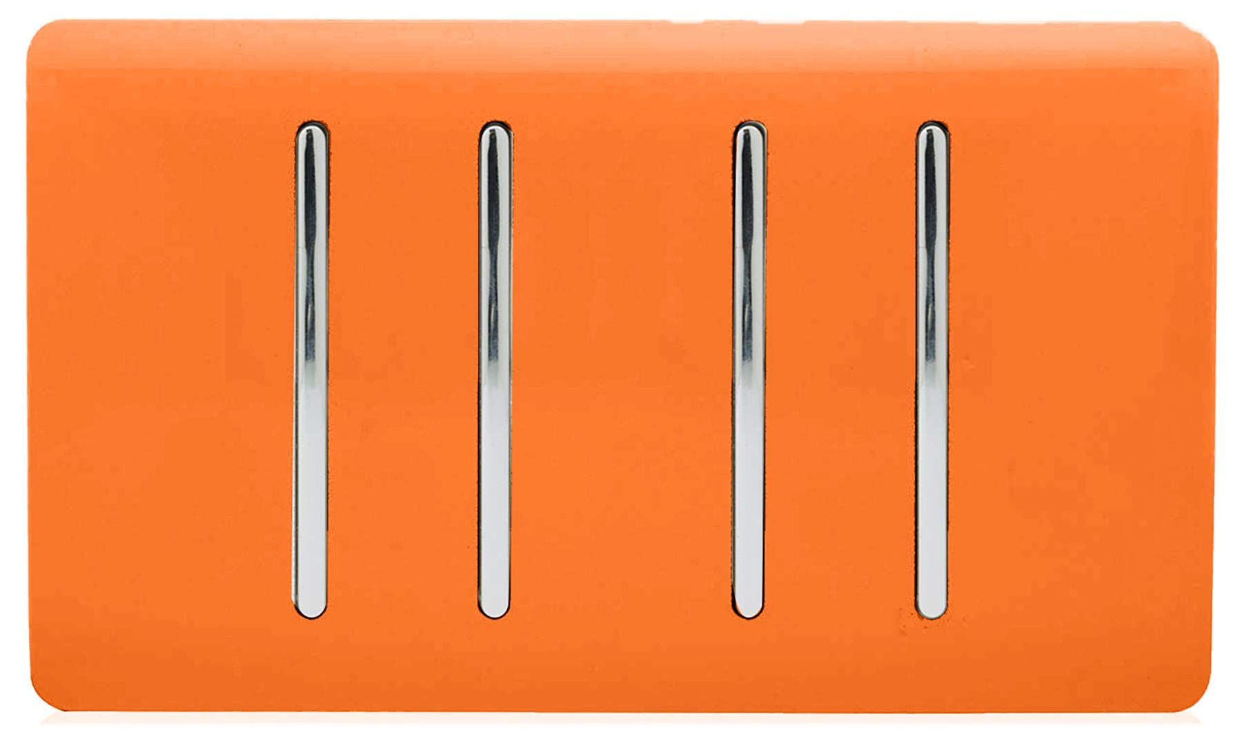 Trendi Artistic Modern Glossy 4 Gang 2 Way Rocker Double Plate Tactile Light Switch Orange