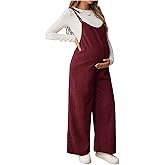 OYOANGLE Women's Maternity Wide Leg Overalls U Neck Spaghetti Strap Pregnancy Jumpsuits