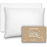 Comfy Cubs Toddler Pillow with Cotton Pillowcase, 13 x 18 in - Travel and Sleep Support for Kids - Lightweight, Breathable Microfiber Fill - Soft and Cozy Small Pillow for Toddlers - White