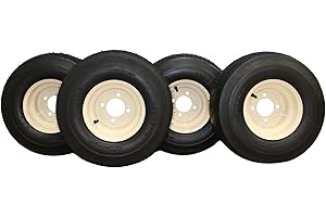 Antego Tire & Wheel 18x8.50-8 Golf Cart Tires on 8x7 Golf Cart Wheels (Rims) Beige Assemblies for Golf Carts (Set of 4) - Compatible with all standard golf carts such as: EZGO, YAMAHA, and Club Car