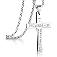 Rehoboth Stainless Steel Cross Pendant Necklaces Bible Verse Proverbs 4:23 Pendant for Men or Women Chain 24 Inch Black Gold Silver