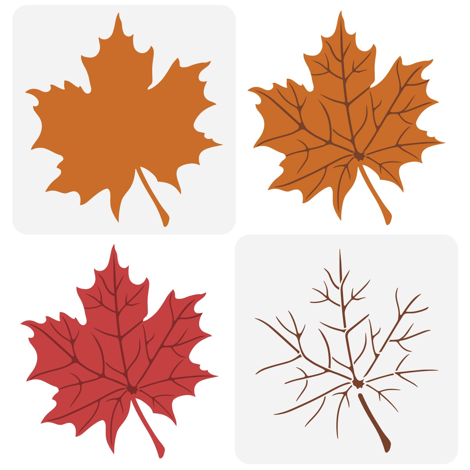 FINGERINSPIRE 2PCS Maple Leaf Stencils 30x30cm Large Layered Leaves Stencils Autumnn Plants Painting Templates Leaf with Laef Stem Stencil for Home Garden Farm Canvas Fabric Wood Clothes Painting