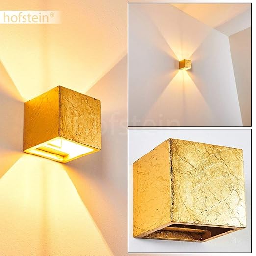 Lampada Da Parete Up And Down In Ceramica Color Oro Mazara