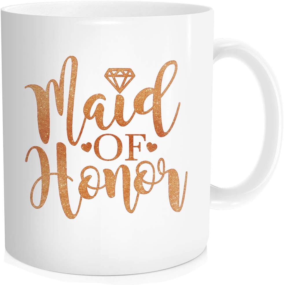 Wedding Coffee Mug For Maid Of Honor From Bride, White, Fine Bone Ceramic, 11 oz