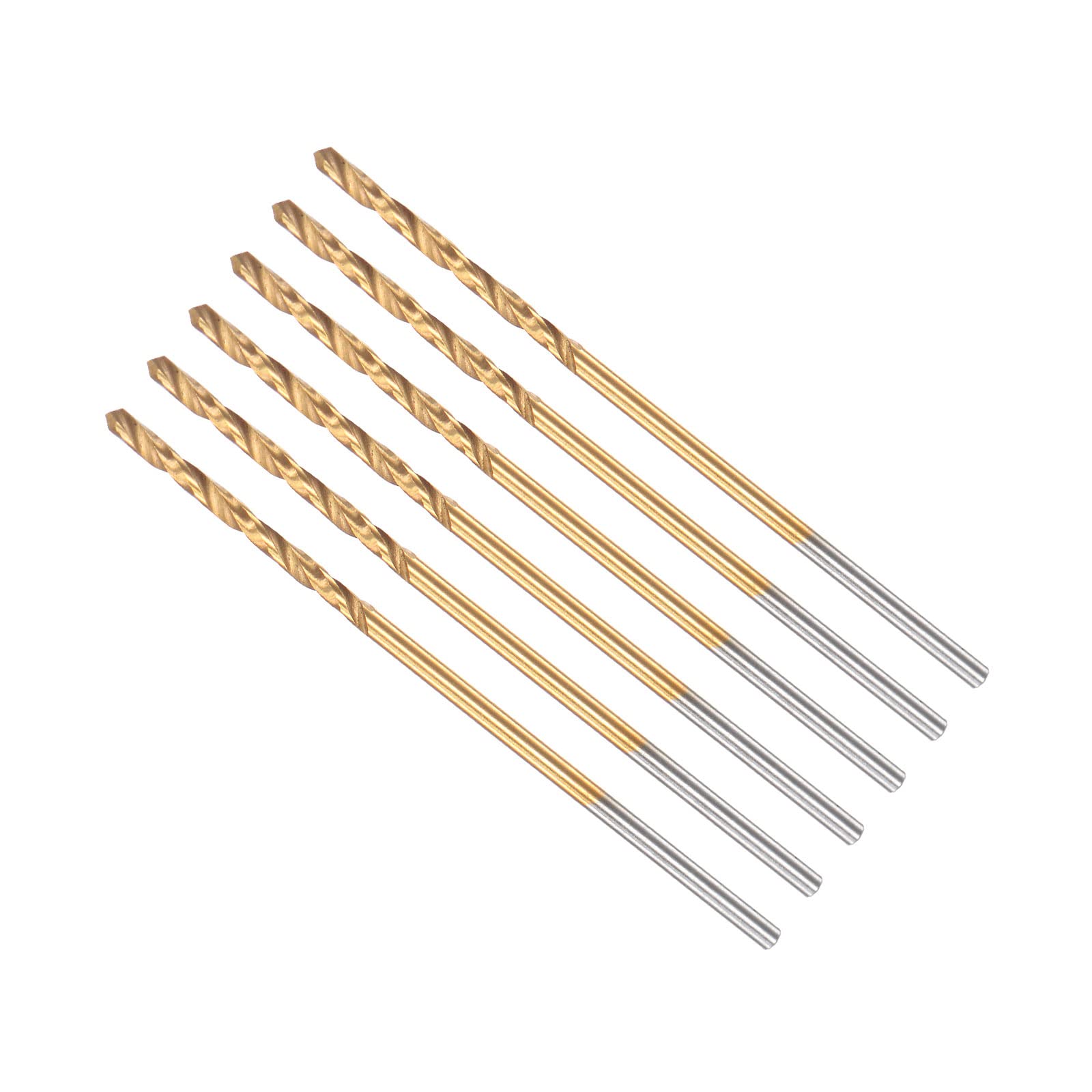 CoCud Twist Drill Bits, 1.1mm Drilling Diameter, Titanium Coated High Speed Steel 6542 Straight Round Shank - (Applications: for Stainless Steel Alloy Metal), 6-Pieces
