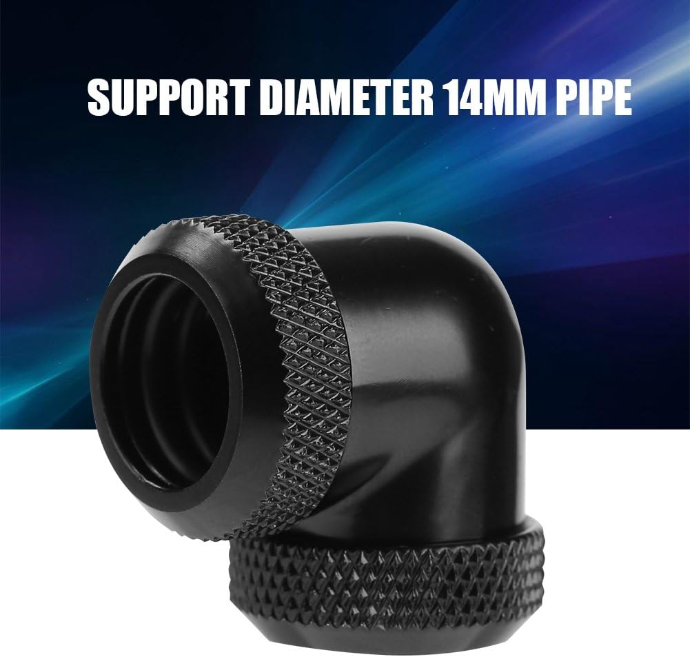 Richer-R 90 Degree Elbow Tube,14mm OD G1/4 DIY Twist 90 Degree Elbow Dual Hard Pipe Tube Connector Water Liquid Cooling(Black) - Image 3