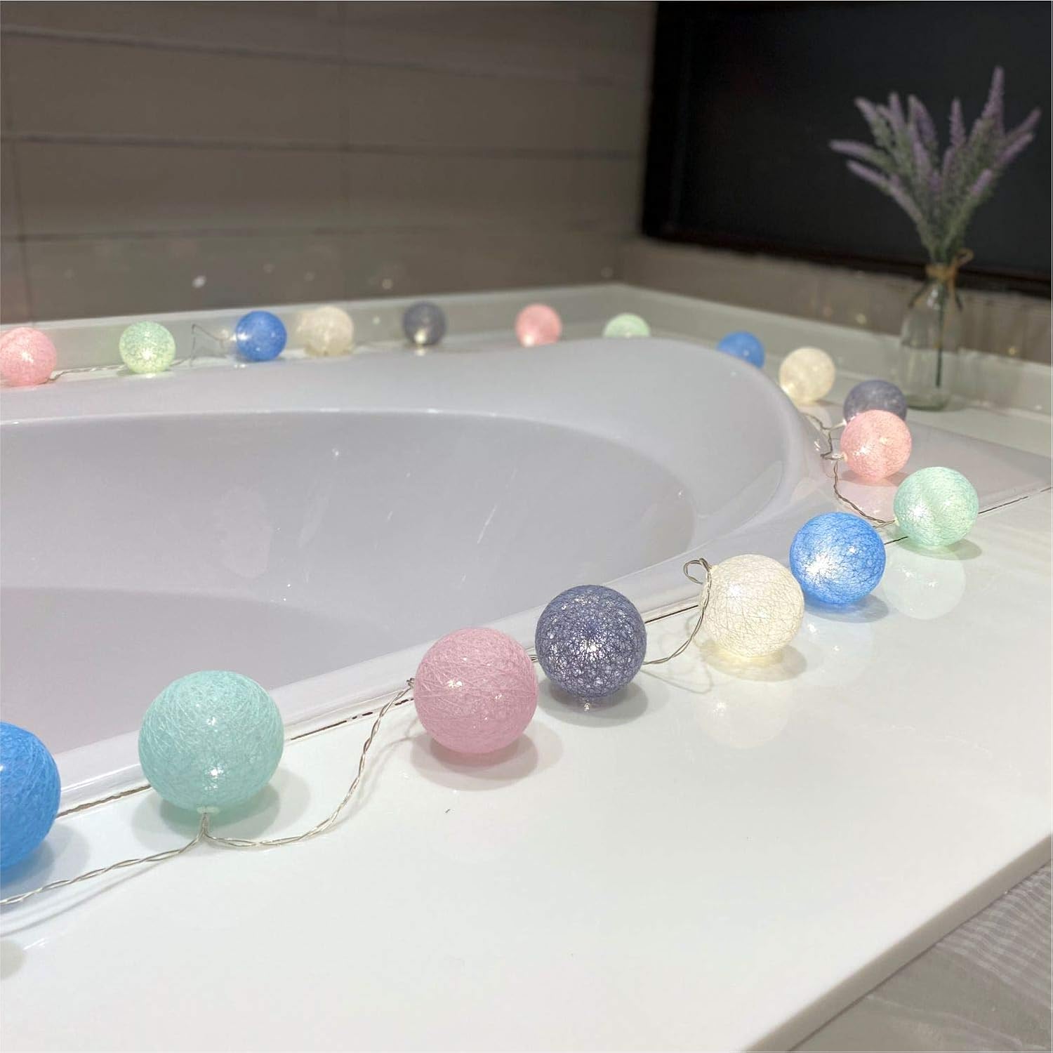 Fairy Lights Starry LED String Lights 20 PCS Indoor/ Outdoor Cotton Ball Warm Lighting Wall Light for Bedroom, Wedding Party ,Home ,Christmas,Halloween,Garden (Batteries, Macarons): Home Improvement