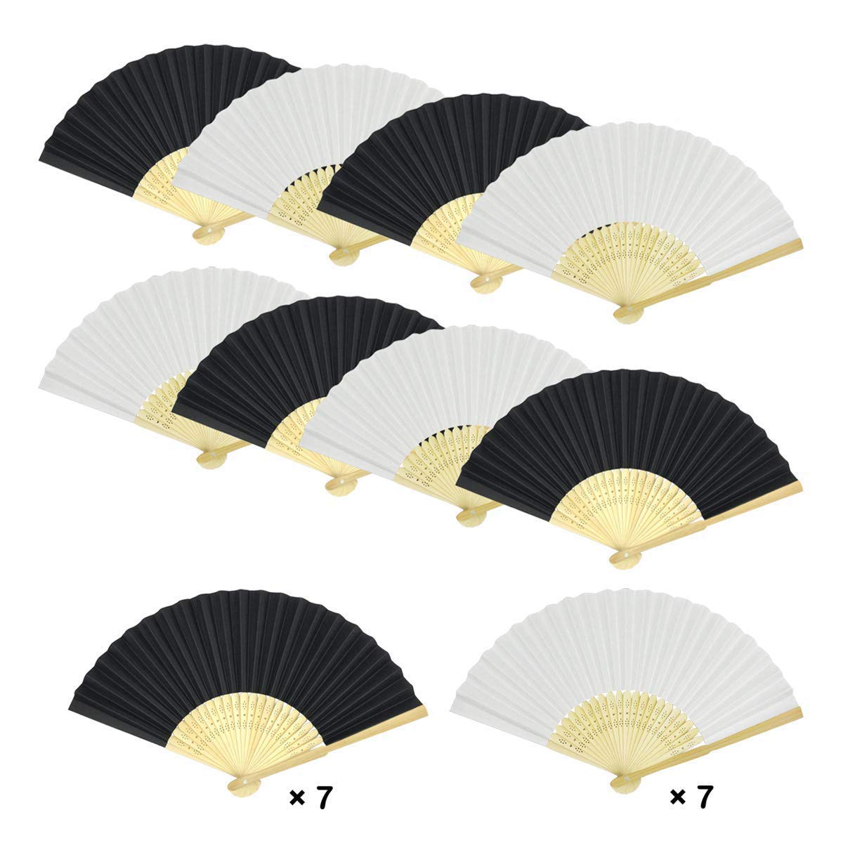Woohome 14 PCS Hand Fan Foldable Paper Fan for Dancing, Part, Picnic, Wedding Party Gift, Guest Favour Wedding Decoration (Black and White)