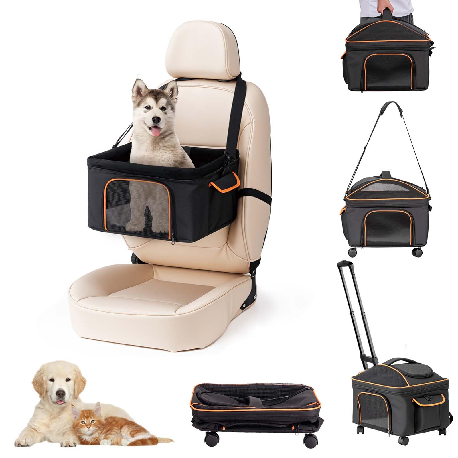 Photo 1 of NOVOLAB Pet Carrier for Small Dog Cat, Cat Dog Carrier with Wheels Soft Sided Dog Rolling Crate Cat Travel Bag up to 15 Lbs Pet Strollers for Small Pets