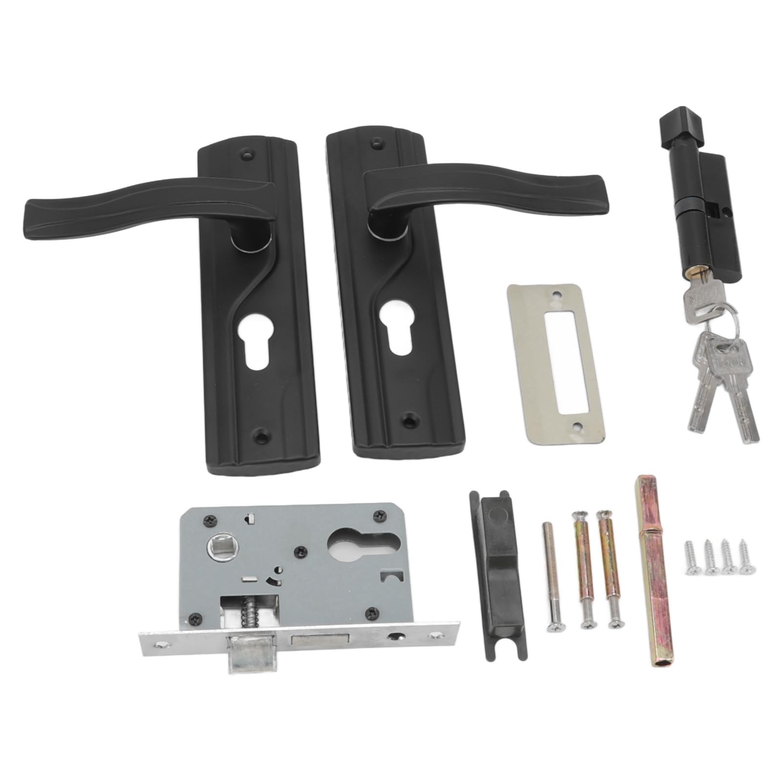 FTVOGUE Bedroom Door Lock Set Thickened Handle Black Door Handle Lock Key Set Universal Smooth Rotating Living Room