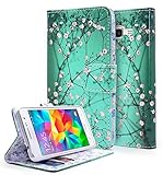 NageBee PU Leather Flip Fold Wallet Case for Samsung Galaxy Grand Prime / Go Prime (Plum Blossom)