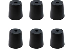 PENCK 6pcs Rubber Stopper with Hole 18mm to 24mm Tapered Plug Black Test Tubes Bungs Stoppers for Lab Home Use