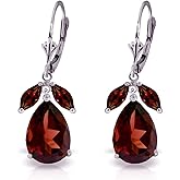 14k White Gold Leverback Earrings with Natural Garnets