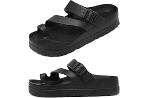 HAIFAGO Womens Platform Sandals with Arch Support, Adjustable Buckle Beach Sandal Woman Comfort Lightweight Ultra Cushion EVA Slides