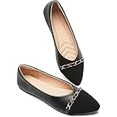 BABUDOG Women's Black Flats Shoes,White Dress Shoes for Women,Crimping Faux Suede Ballet Flats Comfortable