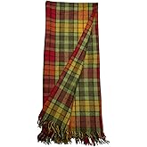 Briomhar Fall Plaid Wool Blanket - Scottish Winter Flannel Tartan Throw Blanket with Fringed Edges 60 x 70 inches (Buchanan Autumn)
