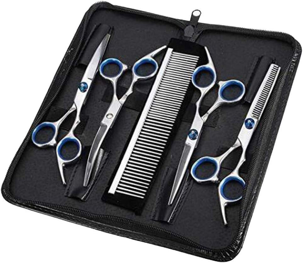 Moliiy Professional Hair Cutting Scissors Set, Stainless Steel Scissors for Hairdressing, Thinning, Texturizing, Salon or Home Use - Flat Shears, Tooth Shears, Comb & Black Storage Case (Black)