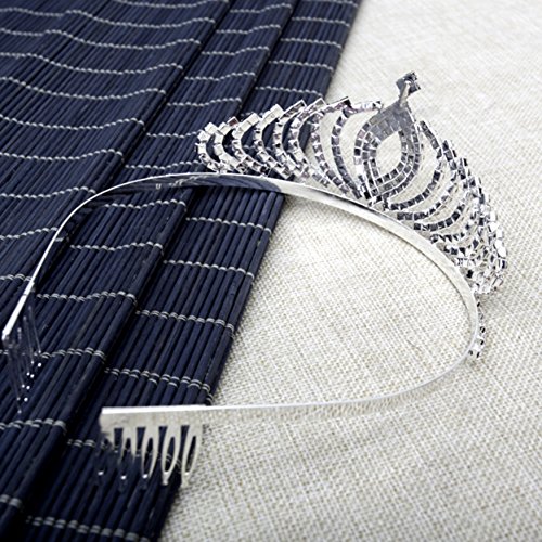 Vinida Crystal Tiara Crown Headband for Wedding Prom Bridal Birthday (Sliver)