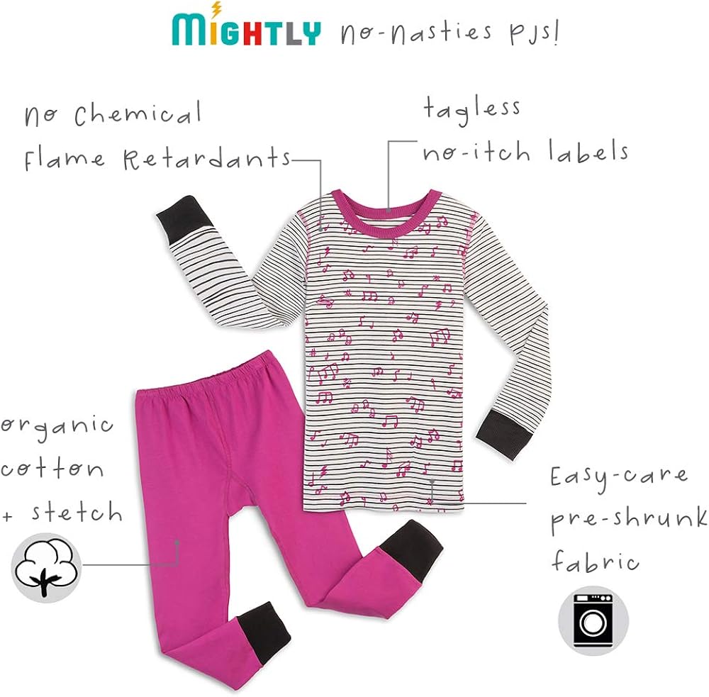 Mightly Girls Organic Cotton Footless Pajamas: Clothing