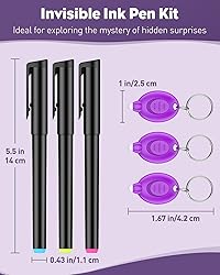 Uniclife 3 Pcs Invisible Ink Pen with 3 Pcs UV LED