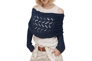KAOBIO Sweater Scarf with Sleeves for Women Multi-Use Knitted Cable Wrap Shrugs Crochet Fashion Shawl Cape
