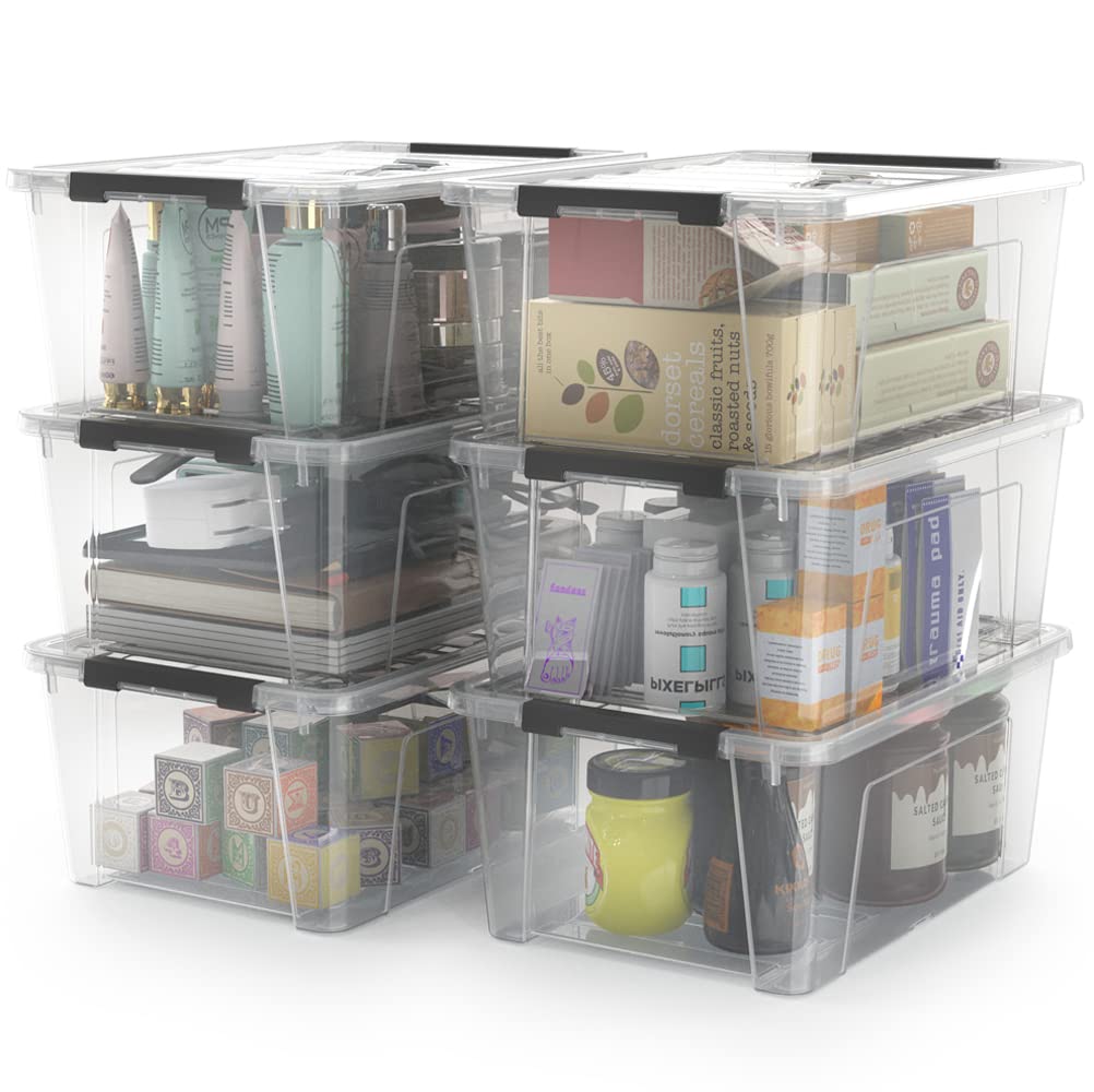 WYT Clear Storage Latch Bins, 6-Pack Storage