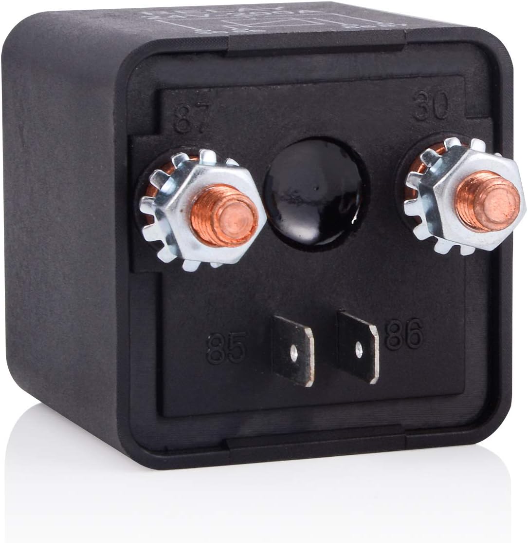 FOSHIO Auto Start Relay Heavy Duty Split Charge Relay Switch 12V 200A SPST 4pin Relay with Terminals and Wire Connection Lug: Automotive