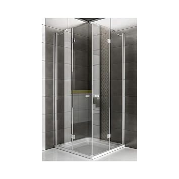 Dusche Eckeinstieg / Echtglas Eck Dusche / Glasdusche ca. 100 x 100 x 200 cm / rahmenlose Duschkabine / Alpenberger / Modell 