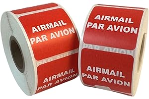 LABELS AND MORE INC. Airmail Par Avion 1.5"x1.5" Labels Mailing Instructions by Air Adhesive Stickers (2) Rolls with 300 Each Roll